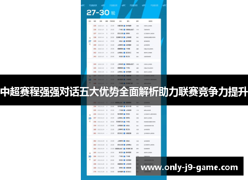 中超赛程强强对话五大优势全面解析助力联赛竞争力提升